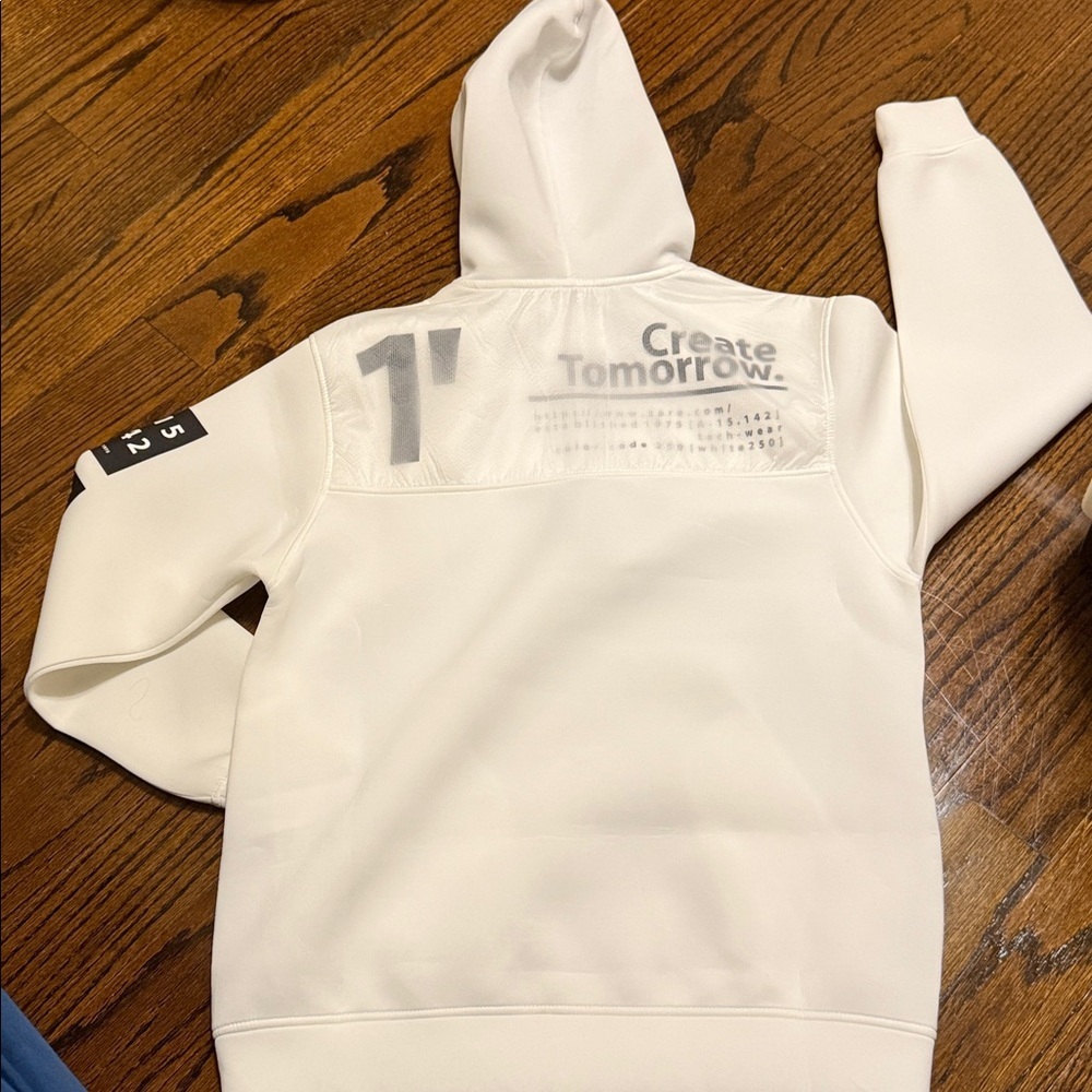 Zara White Kids Neoprene Hoodie with Black Accents - Picture 4 of 5